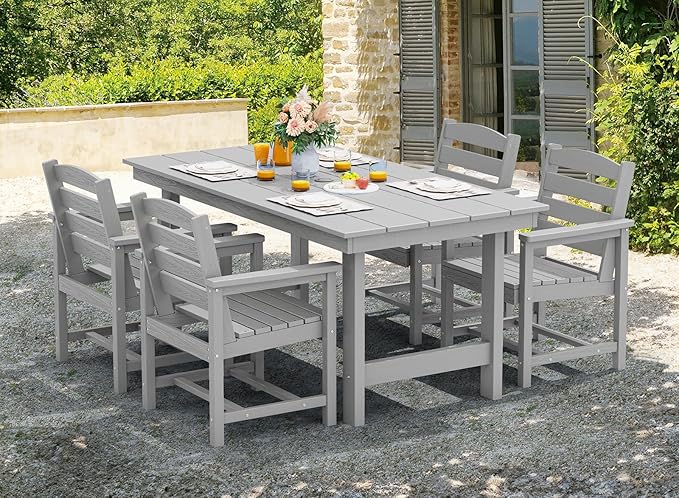 SERWALL Patio Dining Table Sets 5-Piece, Outdoor HDPE Dining Furniture Set - Image 6