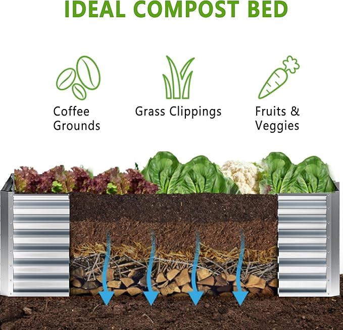 6x2x2FT Galvanized Raised Garden Bed, Planter Raised Beds-Metal Garden Box - Image 3