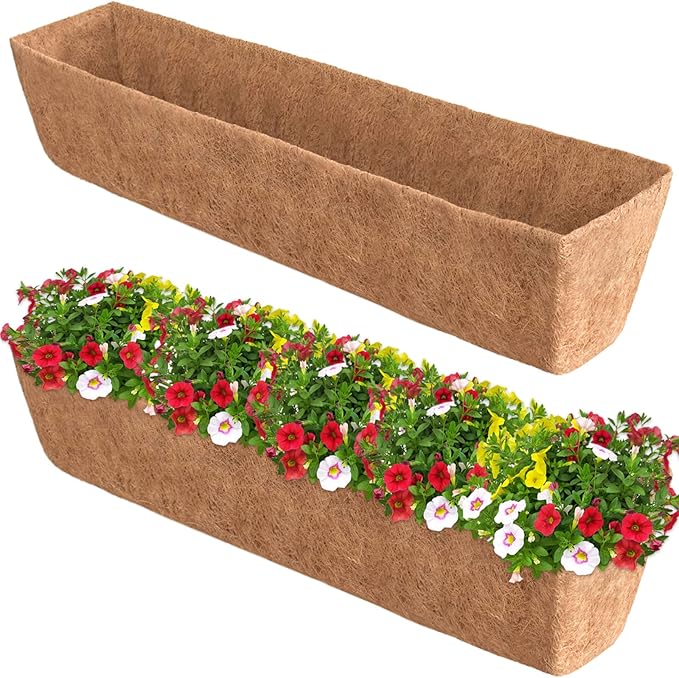 Halatool 2 Pack 48 Inch Window Box Liners Pre-Formed Coconut Fiber Planter by HALATOOL