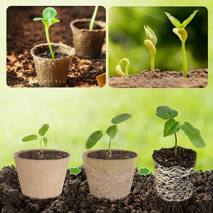 132 Pack Organic Peat Pots, 4 Inch Nursery Pot, Round Plant Seedling Pots - Image 4
