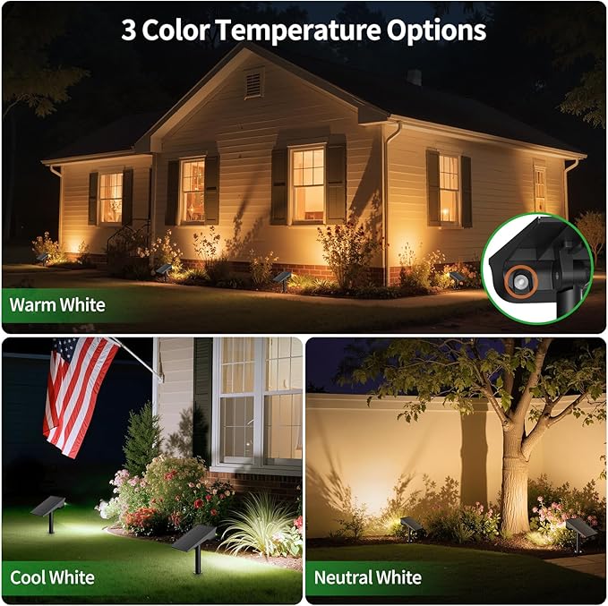 Solar Light Outdoor Waterproof IP65, 56 LED 3 Color Modes Solar Spot Lights - Image 3