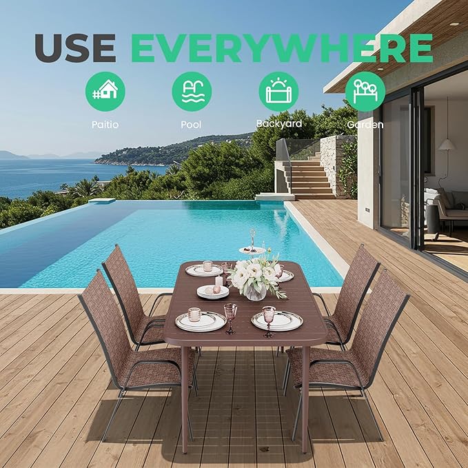 JEAREY Patio Dining Table, Outdoor Dining Table All-Weather - Image 6