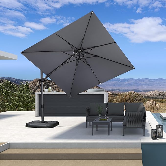 PURPLE LEAF 8.8' X 8.8' Left-right Tilt Patio Umbrella Outdoor Cantilever by PURPLELEAF