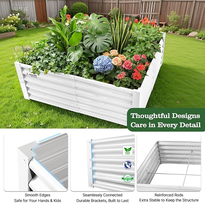 A ANLEOLIFE Set of 6, 18 Inch Tall Antique White Raised Garden Beds Kit - Image 5