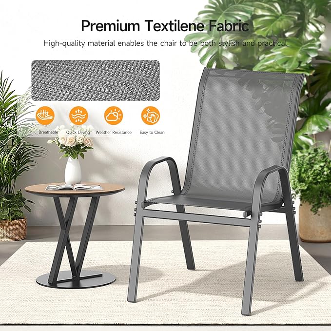 ONBRILL Patio Chairs set of 2, Easy Assembly Stackable Outdoor Dining Chairs - Image 8