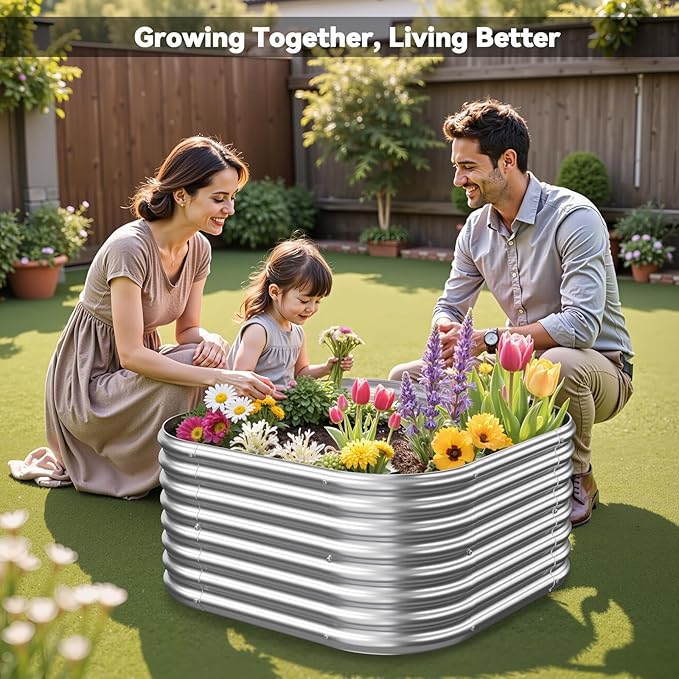 4 Pcak 2x2FT Raised Beds for Gardening, Corrugated Galvanized Steel Raised - Image 5