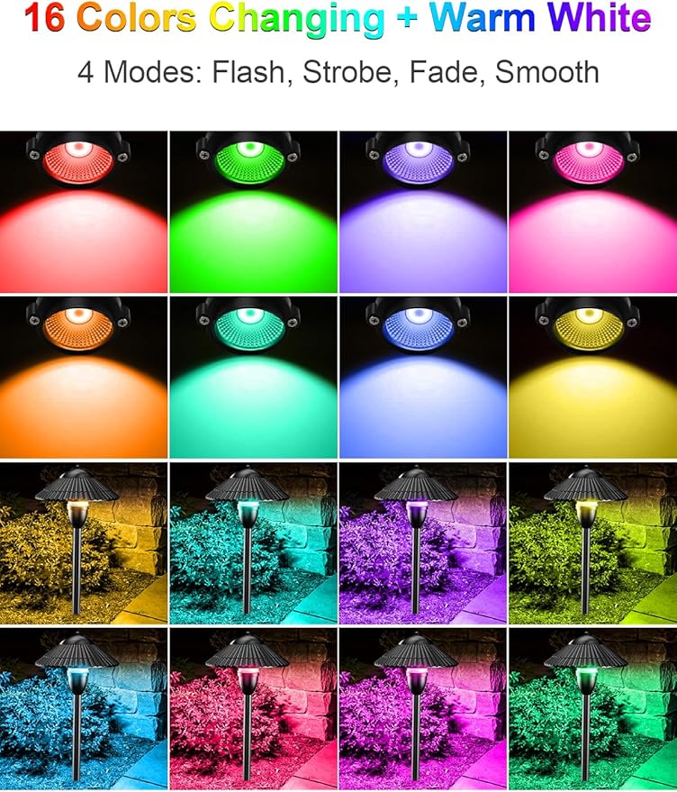 ZUCKEO RGB Color Changing Landscape Lights Low Voltage Pathway Lights 12V 24V - Image 3