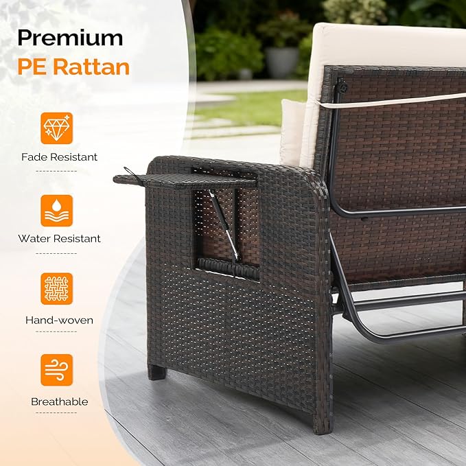 VINGLI Patio Daybed, Wicker Outdoor Daybed - Image 5