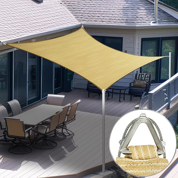 ShadeMart Heavy Duty 12' x 16' Beige Sun Shade Rectangle Pro Ring Shade Sail by ShadeMart