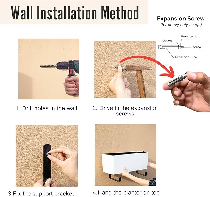 LaLaGreen Wall Planter for Outdoor Wall Mounted Self Watering System White - Image 7