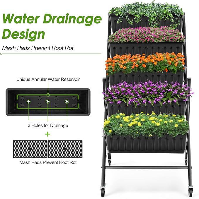 Homdox 4FT Vertical Garden Bed, 5 Tiers Raised Garden Planter, 25.6 * 26 * - Image 8