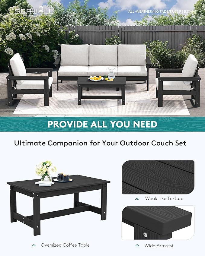 SERWALL HDPE Patio Conversation Set, 6-piece Sectional Outdoor Furniture Set - Image 5