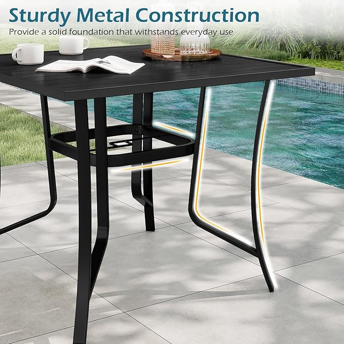 Tangkula 37" Metal Patio Dining Table - Image 8