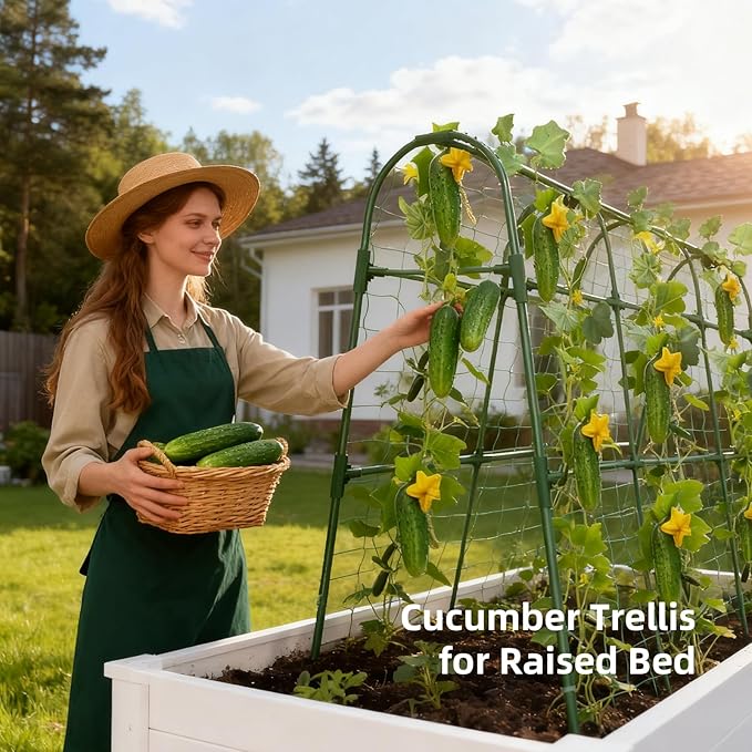 Cucumber Trellis for Raised Bed, U-Shape Garden Arch Metal Support for Climbing - Image 5
