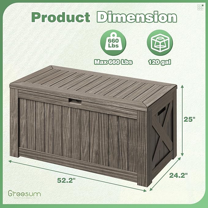 Greesum Outdoor Storage Box 120 Gallon Storage Bin - Image 4