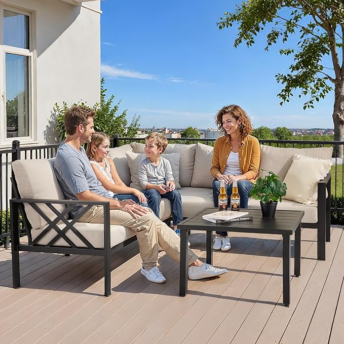 Patio Furniture Set, 6-piece Metal Sectional Furniture Sofa - Image 2