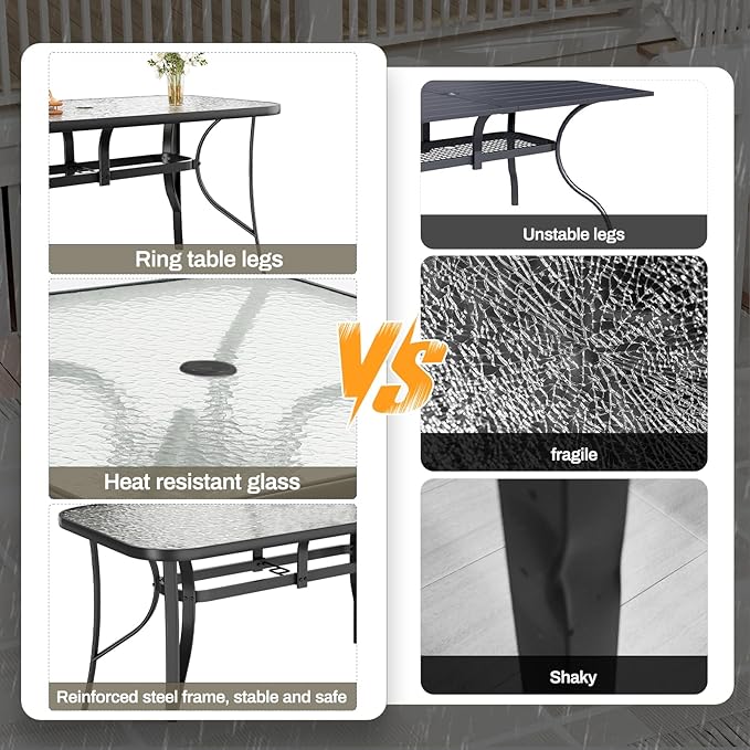 TLSUNNY Patio Outdoor Table W/ 1.69″ Umbrella Hole, Outdoor Metal Furniture - Image 6