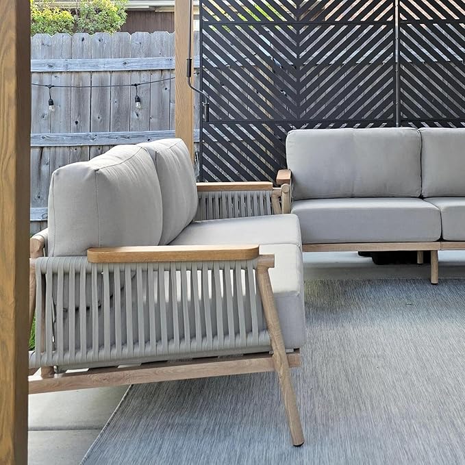 Acanva Modern All-Weather Aluminum Outdoor Patio Sofa - Image 7