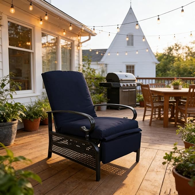 Kozyard Adjustable Outdoor Reclining Lounge Chair, Cushioned Patio Chaise Lounge by Kozyard