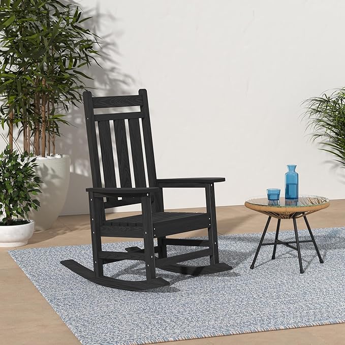 KINGYES Oversized Outdoor Rocking Chair, All-Weather Patio Rocking Chairs - Image 2