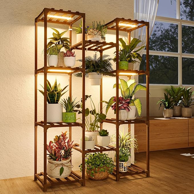 Bamworld Plant Stand with Grow Light Plant Shelf by Bamworld