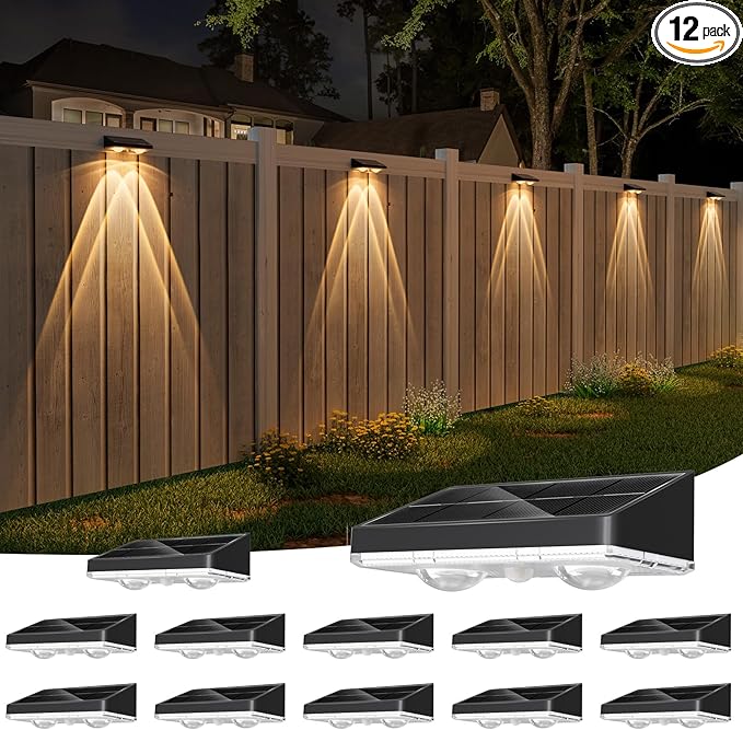 NIORSUN Solar Fence Lights, 12 Pack Solars Deck Light, Warm White Color by NIORSUN