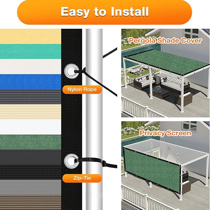 Artpuch Outdoor Pergola Shade Cover 10' X 14' Sun Shade Cloth - Image 5