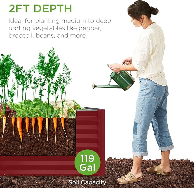 Best Choice Products 4x2x2ft Outdoor Metal Raised Garden Bed, Deep Root Box - Image 4