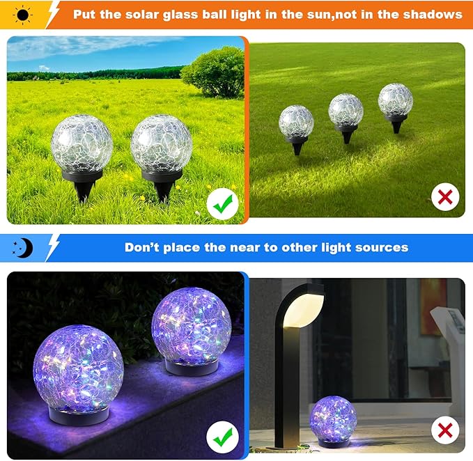 Solar Globe Lights Outdoor Waterproof-Solar Balls-Solar Garden Lights-Orbs - Image 5