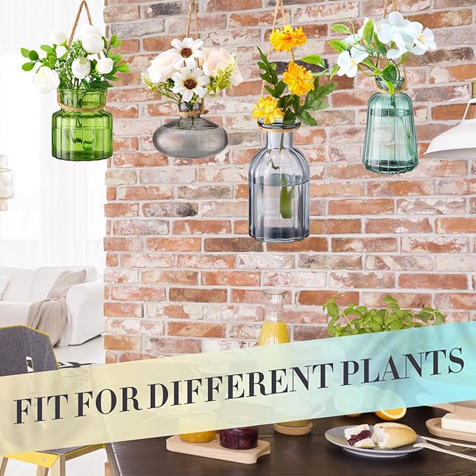 4 Pcs Stained Glass Hanging Vases Hanging Glass Planters Small Plant Terrarium - Image 7