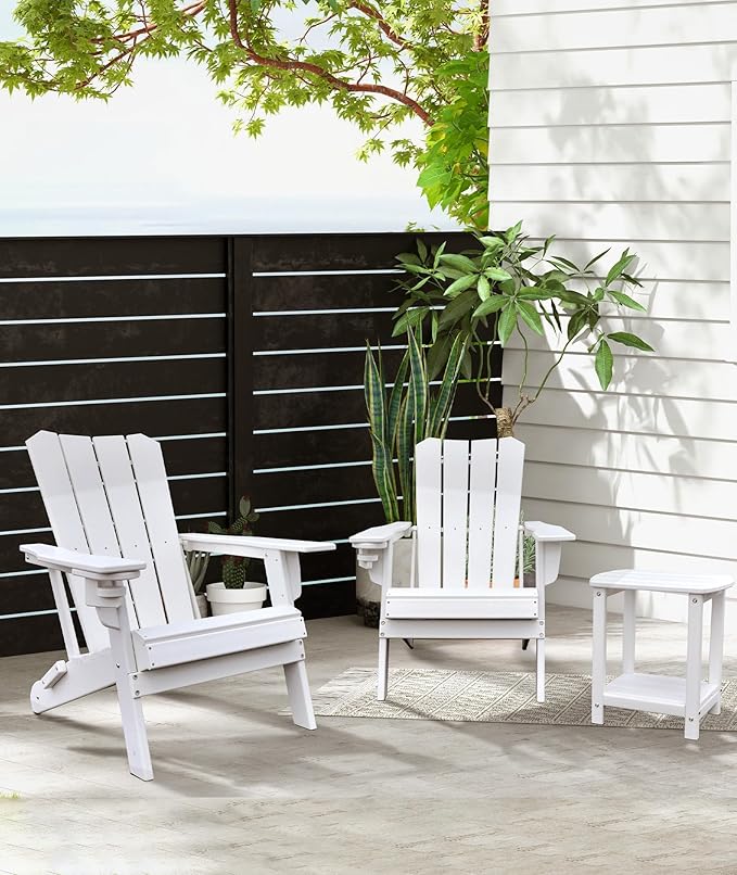 Adirondack Square Outdoor Side Table, 2-Tier Storage Patio Side Table, HDPE End - Image 2