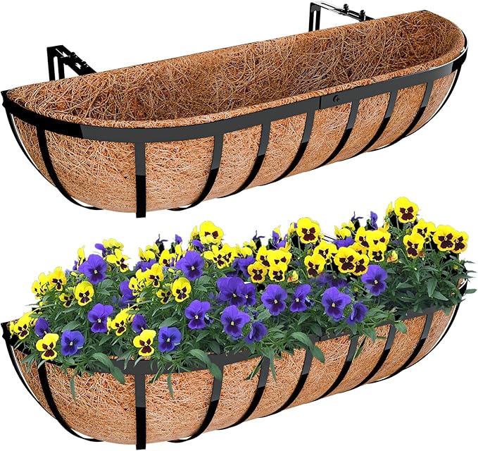 Halatool 2 Pack Heavy-Duty Metal Deck Railing Planter Box, 24 Inch by HALATOOL