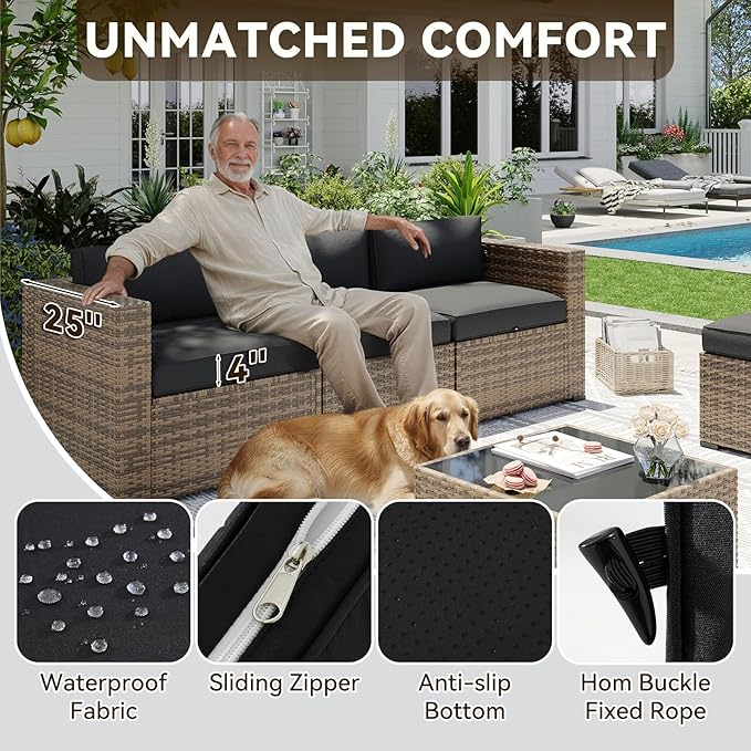 Aoxun Patio Furniture Sets, 14-Piece Outdoor Patio Furniture - Image 4