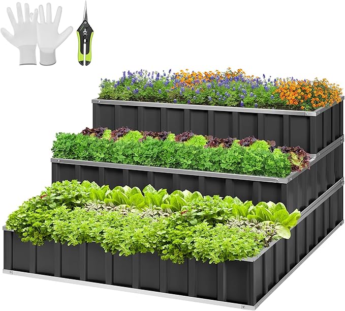 VIVOSUN 3-Tier Metal Raised Garden Bed, Vegetables and Herbs by VIVOSUN