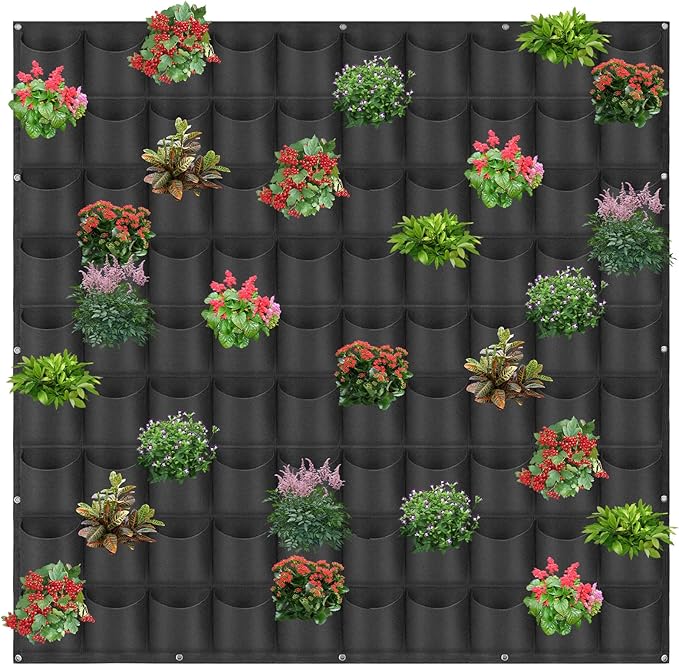 90 Pockets Hanging Planter Bags, Hanging Vertical Wall Mounted Plant Planting by Pehciroe