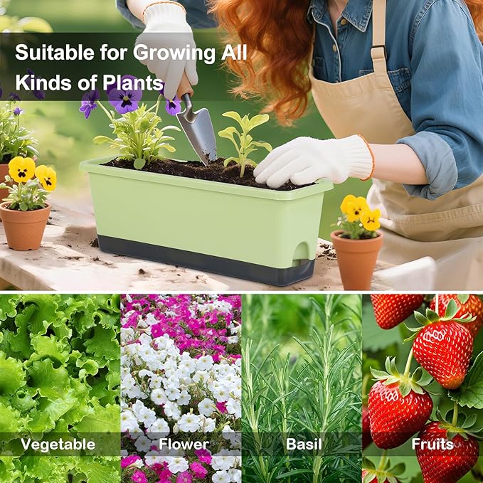 Window Box Planter 4 Packs, 17 Inches Rectangle Flower Pots - Image 4