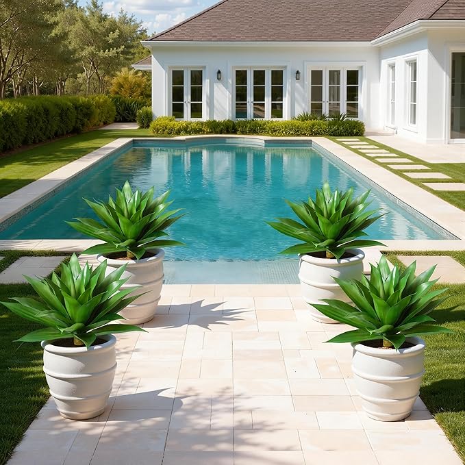 Ivydale Fake Plants 18 Inch Agave Artificial Plants Outdoor 2 PCS - Image 5