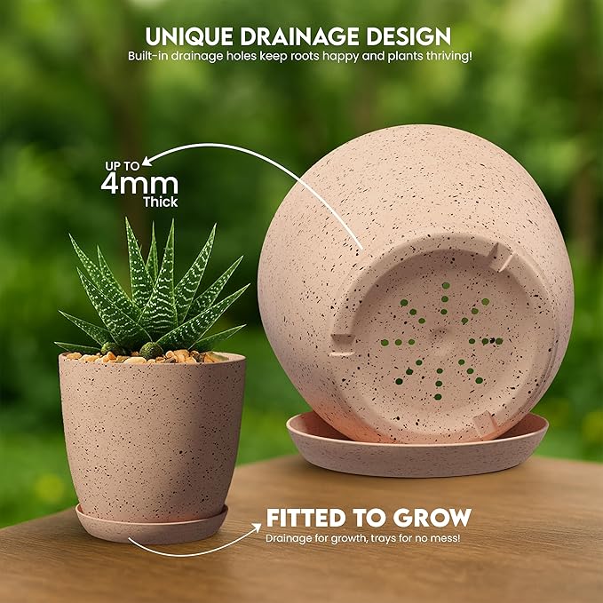 Utopia Home - Spotty Plant Pots Indoor - 7/6.6/6/5.3/4.8 Inches Flower Pots - 5 - Image 4