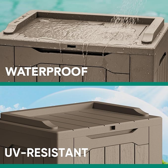 Devoko 30 Gallon Resin Deck Box 2 Pack Outdoor Indoor Waterproof Storage Box - Image 3
