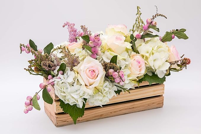 Wood Planter Box with Wine Crate Styled, 12x4 Inch Rectangular, Rose Wood - Image 4