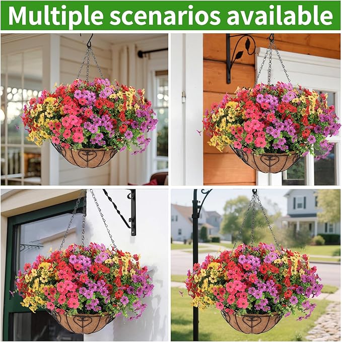 Artificial Hanging Flower for Outdoors, Fake Hanging Basket for Outside - Image 6