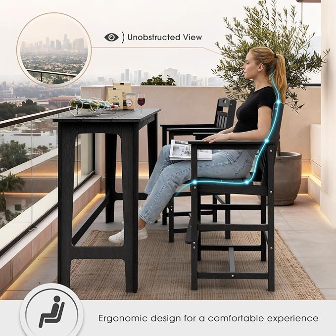 Ciokea Heavy Duty Bar Height Chair, 380lbs Outdoor Adirondack Tall Bar Chair - Image 6