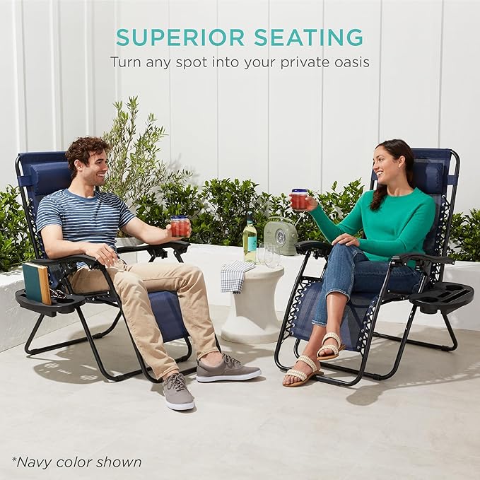 Best Choice Products Set of 2 Adjustable Steel Mesh Zero Gravity Lounge Chair - Image 7