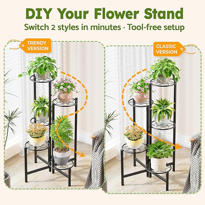 Plant Stand 5 Tier Indoor Metal Flower Shelf - Image 4