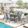 TLSUNNY 7 Pieces Patio Dining Set, Outdoor Table and Chairs W/1.69″ Umbrella by TLSUNNY