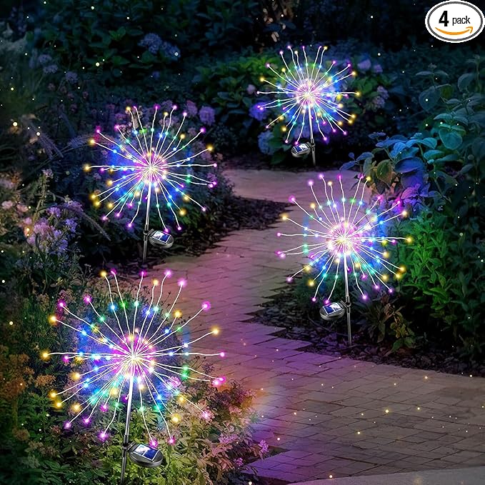 4 Pack Solar Firework Lights 200 LED Create Magical Nights, Waterproof by colcutee