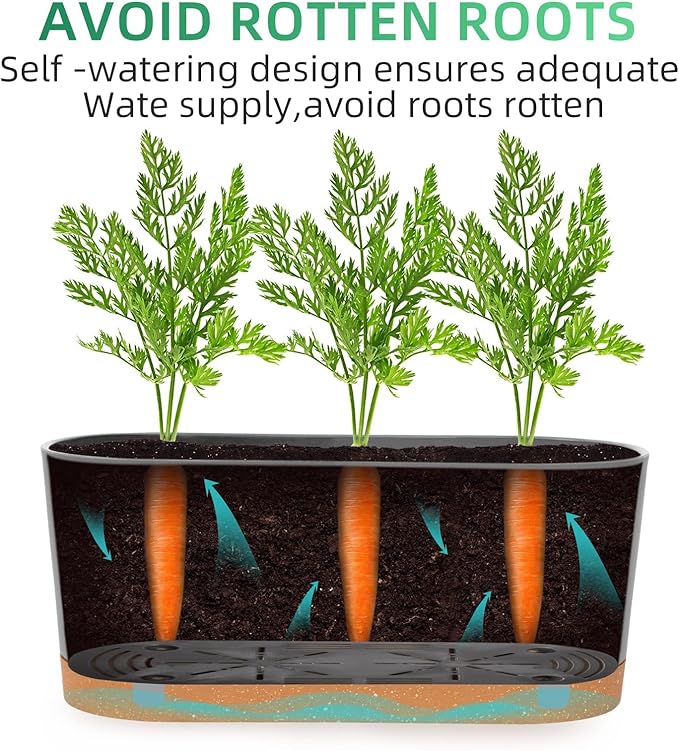 QCQHDU 16" L x 7.6" W x 7" H Window Planter Box, 2 Pack Self Watering Pots - Image 4