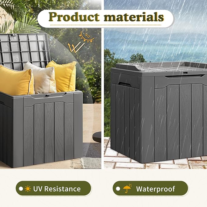 Devoko 31 Gallon Waterproof Outdoor Storage Box Resin Deck Box Lockable and UV - Image 4