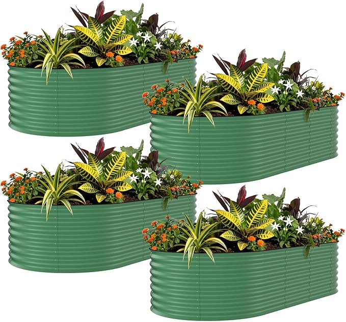 Garvee 4 Pack Galvanized Raised Garden Bed, Rust-Resistant Raised Garden Beds by Garvee