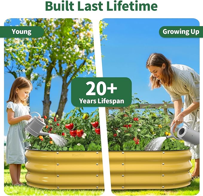 Kesfitt Raised Garden Bed, Oval Open-Bottom Design, 12-Inch Deep - Image 9